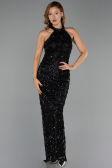 Long Black Dantelle Evening Dress ABU6405