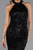 Long Black Dantelle Evening Dress ABU6405