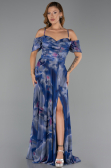 Long Navy Blue Plus Size Evening Gown ABU6409