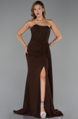 Long Brown Chiffon Oversized Evening Dress ABU6072