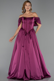 Long Plum Satin Evening Dress ABU6399