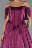 Long Plum Satin Evening Dress ABU6399