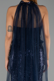 Long Navy Blue Beaded Evening Dress ABU6444