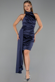 Short Navy Blue Satin Party Dress ABK2674