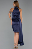 Short Navy Blue Satin Party Dress ABK2674