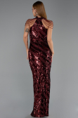 Long Burgundy Scaly Evening Dress ABU6417