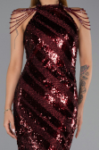 Long Burgundy Scaly Evening Dress ABU6417