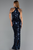 Long Navy Blue Scaly Evening Dress ABU6417