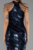 Long Navy Blue Scaly Evening Dress ABU6417