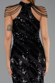 Long Black Scaly Evening Dress ABU6417