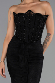 Long Black Dantelle Evening Dress ABU6419