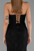 Long Black Dantelle Evening Dress ABU6419
