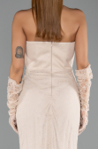 Long Beige Dantelle Evening Dress ABU5717
