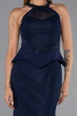 Long Navy Blue Dantelle Evening Dress ABU6425