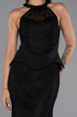 Long Black Dantelle Evening Dress ABU6425
