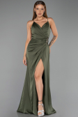 Long Olive Drab Satin Prom Gown ABU6427