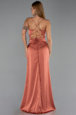 Long Light Brown Satin Prom Gown ABU6427