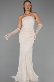 Long Beige Dantelle Mermaid Evening Gown ABU6256