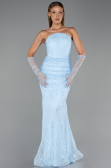 Long Light Blue Dantelle Plus Size Evening Gown ABU6280
