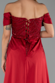 Long Burgundy Beaded Plus Size Evening Dress ABU6414