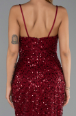 Long Burgundy Scaly Evening Dress ABU6308