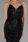 Long Black Beaded Evening Dress ABU6433