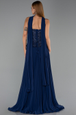 Long Navy Blue Chiffon Evening Dress ABU6436