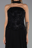 Long Black Chiffon Evening Dress ABU6436