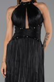 Long Black Chiffon Evening Dress ABU6437