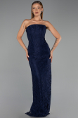 Long Navy Blue Dantelle Evening Dress ABU6438