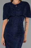 Long Navy Blue Dantelle Evening Dress ABU6438