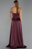 Long Plum Satin Prom Gown ABU6130