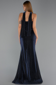 Long Navy Blue Beaded Evening Dress ABU6440