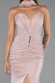 Long Powder Color Beaded Evening Dress ABU6440