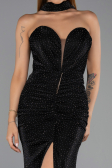 Long Black Beaded Evening Dress ABU6440