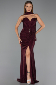 Long Cherry Colored Beaded Evening Dress ABU6440