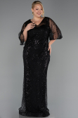 Long Black Beaded Plus Size Evening Dress ABU6389