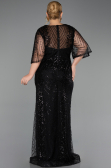 Long Black Beaded Plus Size Evening Dress ABU6389