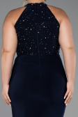 Long Navy Blue Plus Size Evening Dress ABU6415