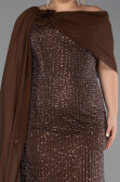Long Brown Beaded Formal Plus Size Dress ABU5819