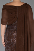 Long Brown Beaded Formal Plus Size Dress ABU5819