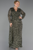 Long Olive Drab Scaly Plus Size Evening Gown ABU6488