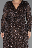 Long Brown Scaly Plus Size Evening Gown ABU6488