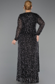 Long Black-Silver Scaly Plus Size Evening Gown ABU6488