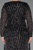 Long Black-Silver Scaly Plus Size Evening Gown ABU6488