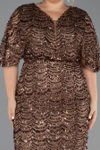Long Copper Scaly Plus Size Evening Gown ABU6064