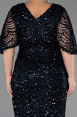 Long Navy Blue Scaly Plus Size Evening Gown ABU6064