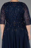 Long Navy Blue Plus Size Evening Gown ABU6489