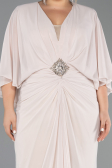 Long Beige Chiffon Plus Size Evening Dress ABU6490