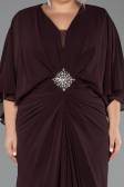Long Brown Chiffon Plus Size Evening Dress ABU6490